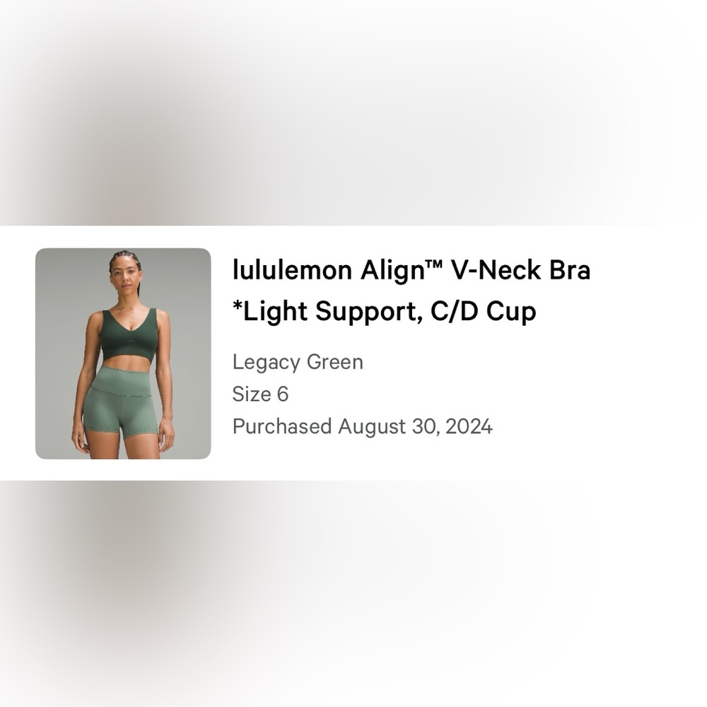 Lululemon Legacy Green Sports Bra-size 6